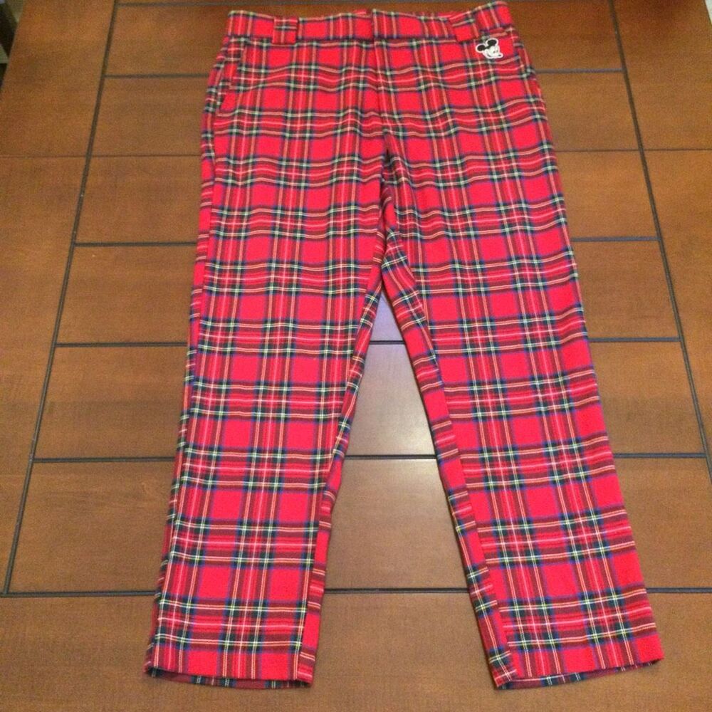 Disney x Forever 21 men’s red plaid Mickey pants 33